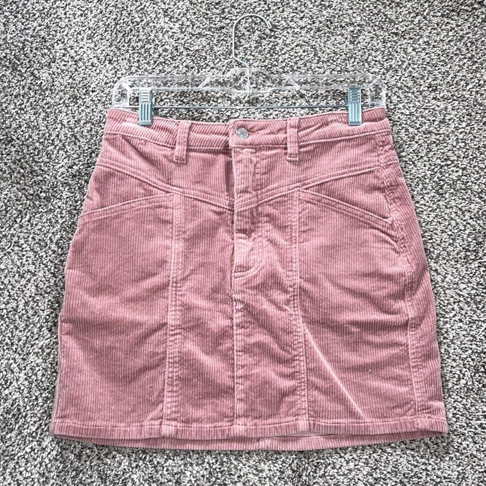 Pink Corduroy Mini Skirt